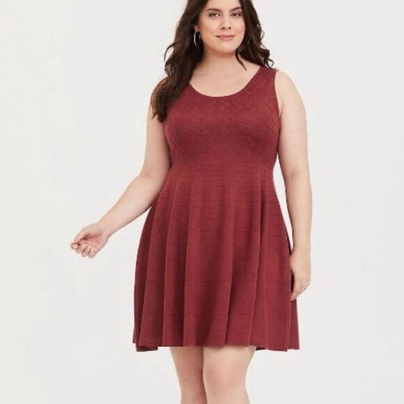 Torrid Womens Mini Sweater Skater Dress Size 1X Rust Orange Red 11506376 - Picture 1 of 9